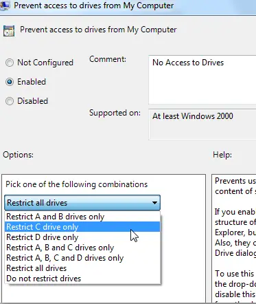 access drive restrict specific win techyv